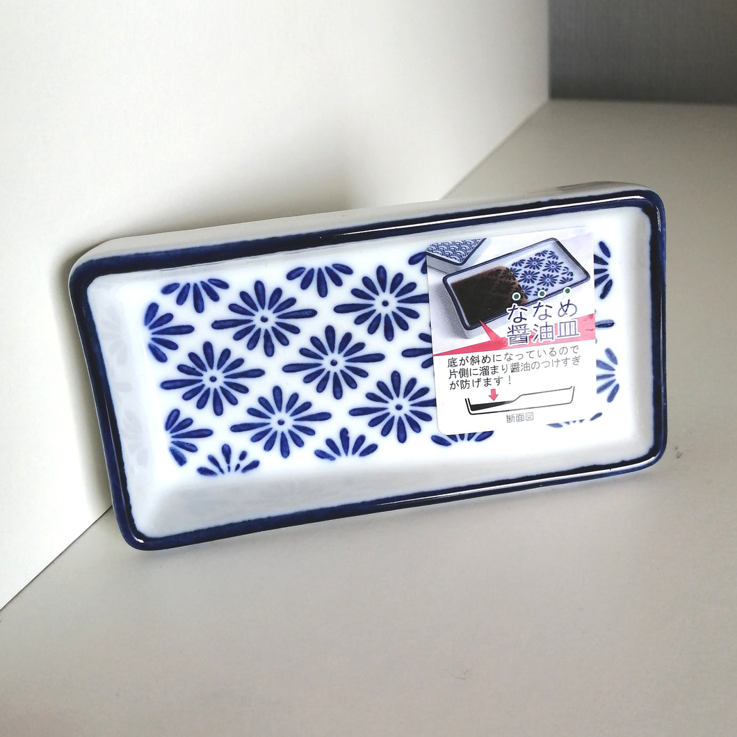 Lille Japansk Skrå Soya Skål med Traditionelt Print (Blomster)