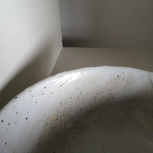 Vintage Japansk Ramen Skål i Hvid, Brun og Turkis (med fejl)