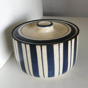 Japansk Beholder med Låg i Beige og Mørkeblå
