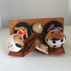 Vintage Kokeshi Dukke Par i Traditionelt Tøj