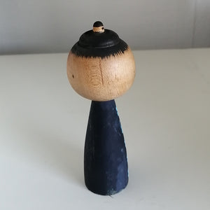 Vintage Kokeshi Dukke i Blå Kimono