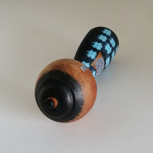 Vintage Kokeshi Dukke i Blå Kimono
