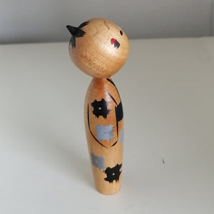 Vintage Japansk Kokeshi i Kimono med Sort Obi