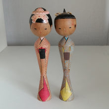 Indlæs billede til gallerivisning Vintage Elegant Japansk Kokeshi Dukke Par