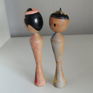 Vintage Elegant Japansk Kokeshi Dukke Par