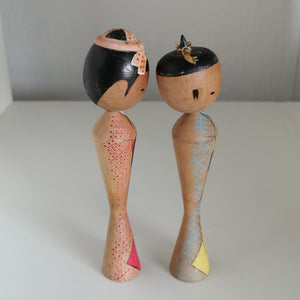 Vintage Elegant Japansk Kokeshi Dukke Par
