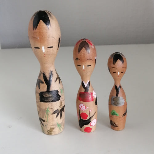 Vintage Japansk Kokeshi Dukke Familie