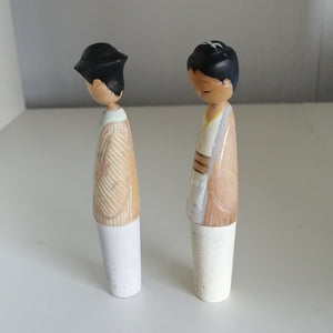 Vintage Japansk Kokeshi Dukke Par med Haori
