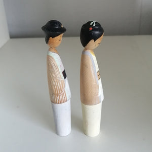 Vintage Japansk Kokeshi Dukke Par med Haori