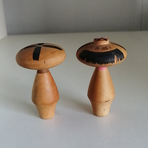 Kokeshi Dukke Søskendepar i Pink og Brun