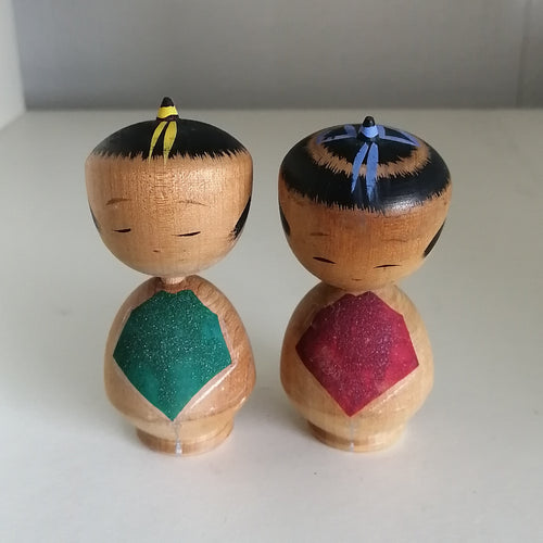 Kokeshi Dukke Børne Par med Forklæde