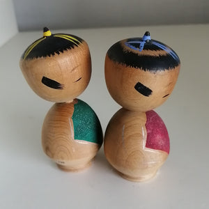 Kokeshi Dukke Børne Par med Forklæde