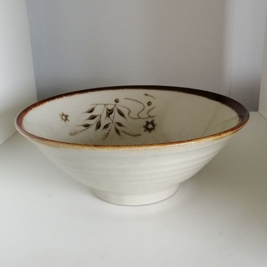 Lille, Vintage Japansk Ramen Skål i Brun og Beige