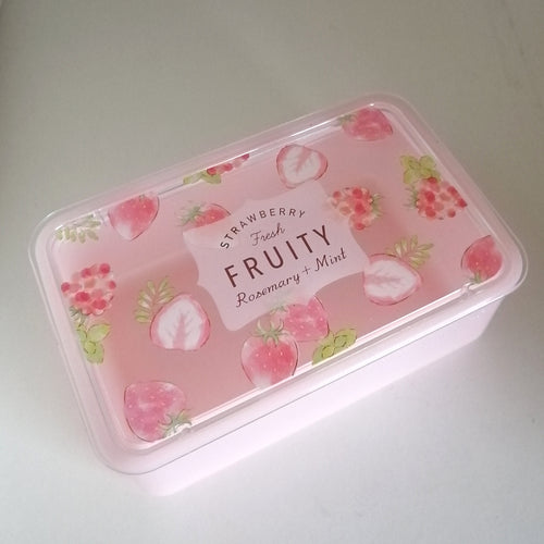 Fruity Square Madkasse i Pink med Jordbær og Kirsebær