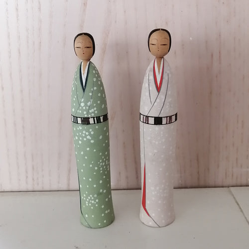 Japansk Kokeshi Dukke Sæt med Opsat Hår