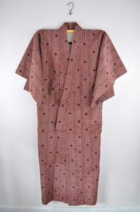 Japansk Kimono med Vævning i Rød og Hvid