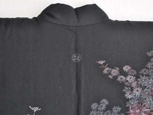 Japansk Silke Haori Jakke i Sort med Metalliske Farver