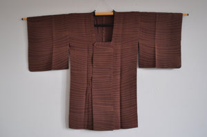 Japansk Kimono Jakke i Brun med Lysebrune Striber