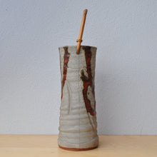 Indlæs billede til gallerivisning Vintage Japansk Vase i Grå og Brun med Bambus Hank