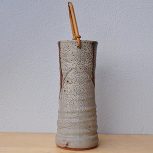 Vintage Japansk Vase i Grå og Brun med Bambus Hank