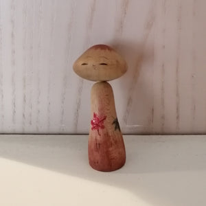 Lille Vintage Japansk Kokeshi Dukke i Svampeform