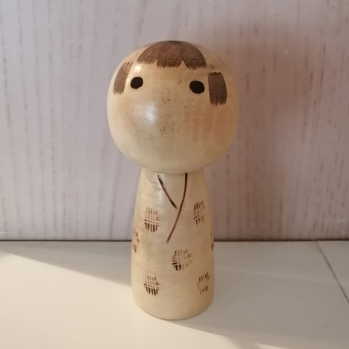 Vintage Japansk Kokeshi Dukke i Kimono med Mønster