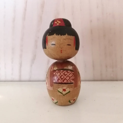Vintage Kokeshi Dukke i Kimono og med Haori