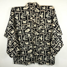 Indlæs billede til gallerivisning Vintage Japansk Haori Jakke i Sort med Blomster og Mønster