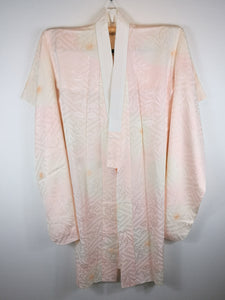 Japansk Nagajuban (Kort Kimono) i Lys Pink, Knækket Hvid og Peach