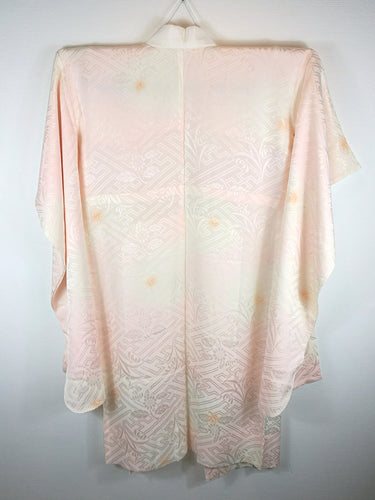 Japansk Nagajuban (Kort Kimono) i Lys Pink, Knækket Hvid og Peach