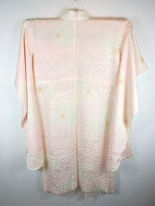 Japansk Nagajuban (Kort Kimono) i Lys Pink, Knækket Hvid og Peach