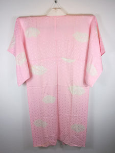 Japansk Nagajuban (Kort Kimono) i Pink og Hvid