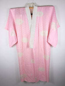 Japansk Nagajuban (Kort Kimono) i Pink og Hvid