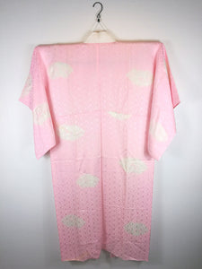 Japansk Nagajuban (Kort Kimono) i Pink og Hvid
