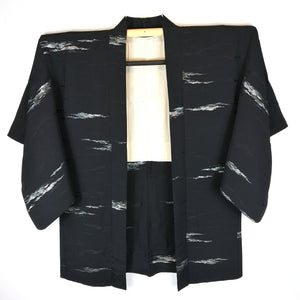 Japansk Haori Jakke i Sort med Metalliske Dekorationer