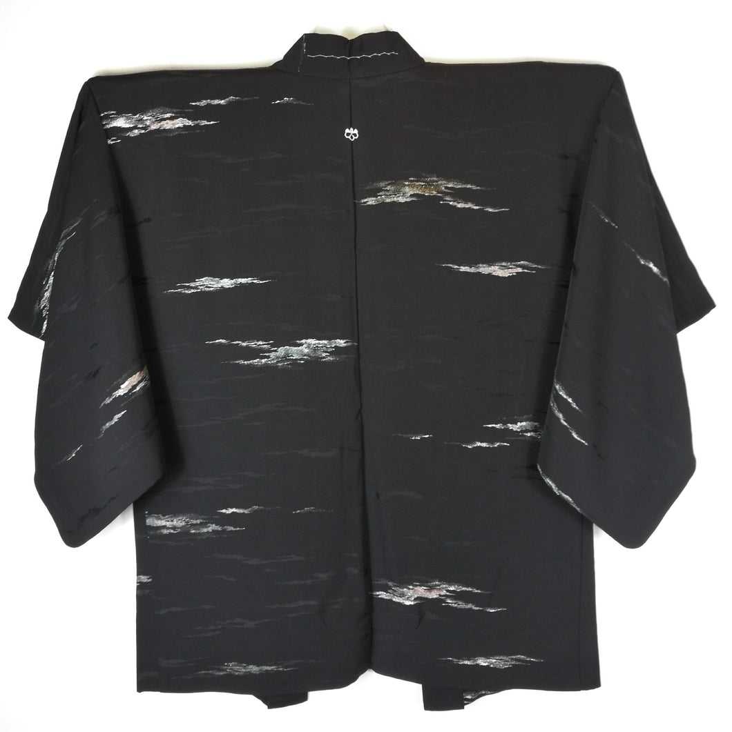 Japansk Haori Jakke i Sort med Metalliske Dekorationer