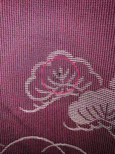 Japansk Kimono med Traditionelt Mønster i Bordeaux og Grå