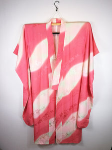 Japansk Nagajuban (Kort Kimono) i Pink og Grøn