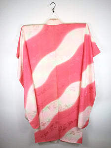 Japansk Nagajuban (Kort Kimono) i Pink og Grøn