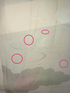 Japansk Nagajuban (Kort Kimono) med Skyer i Lys Pink