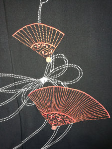 Japansk Haori Jakke i Sort med Vifter
