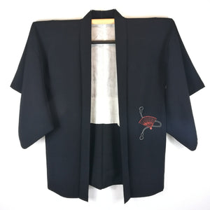 Japansk Haori Jakke i Sort med Vifter