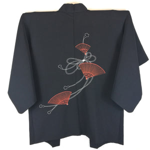Japansk Haori Jakke i Sort med Vifter