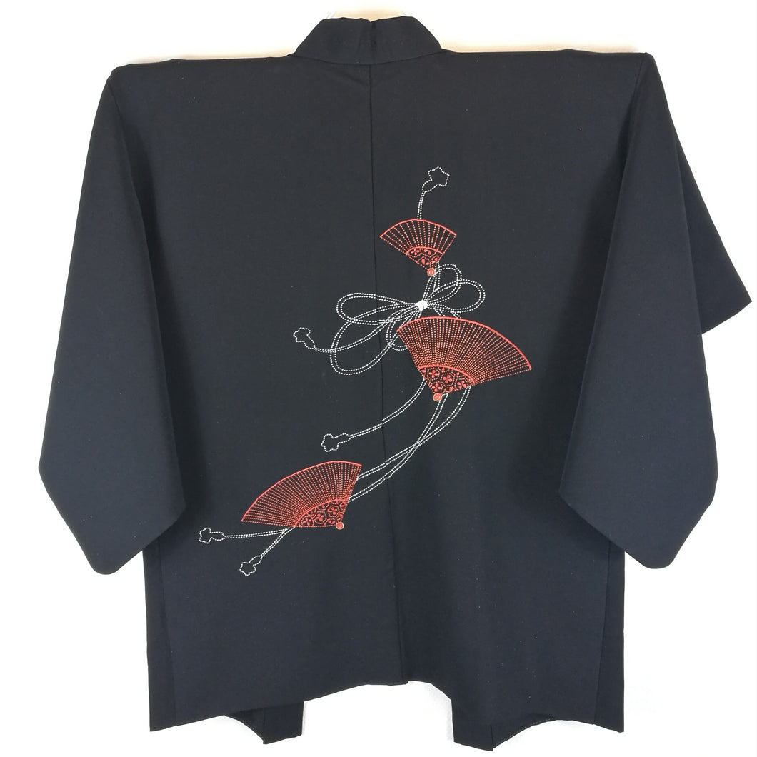 Japansk Haori Jakke i Sort med Vifter