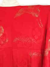 Indlæs billede til gallerivisning Japansk Nagajuban (Kort Kimono) i Rød med Traner