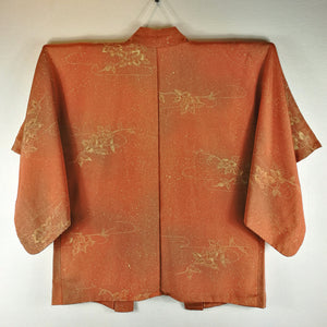 Japansk Haori Jakke i Orange med Blomster