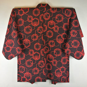 Japansk Haori Jakke i Sort med Rødt Mønster