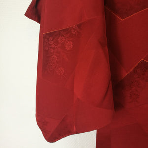 Japansk Kimono Jakke i Rød med Blomster
