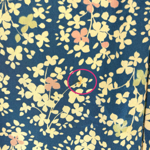Vintage Japansk Haori Jakke i Blå med Blomster