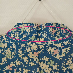 Vintage Japansk Haori Jakke i Blå med Blomster